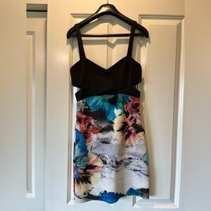 Floral Black and Multicolor Women's Dress